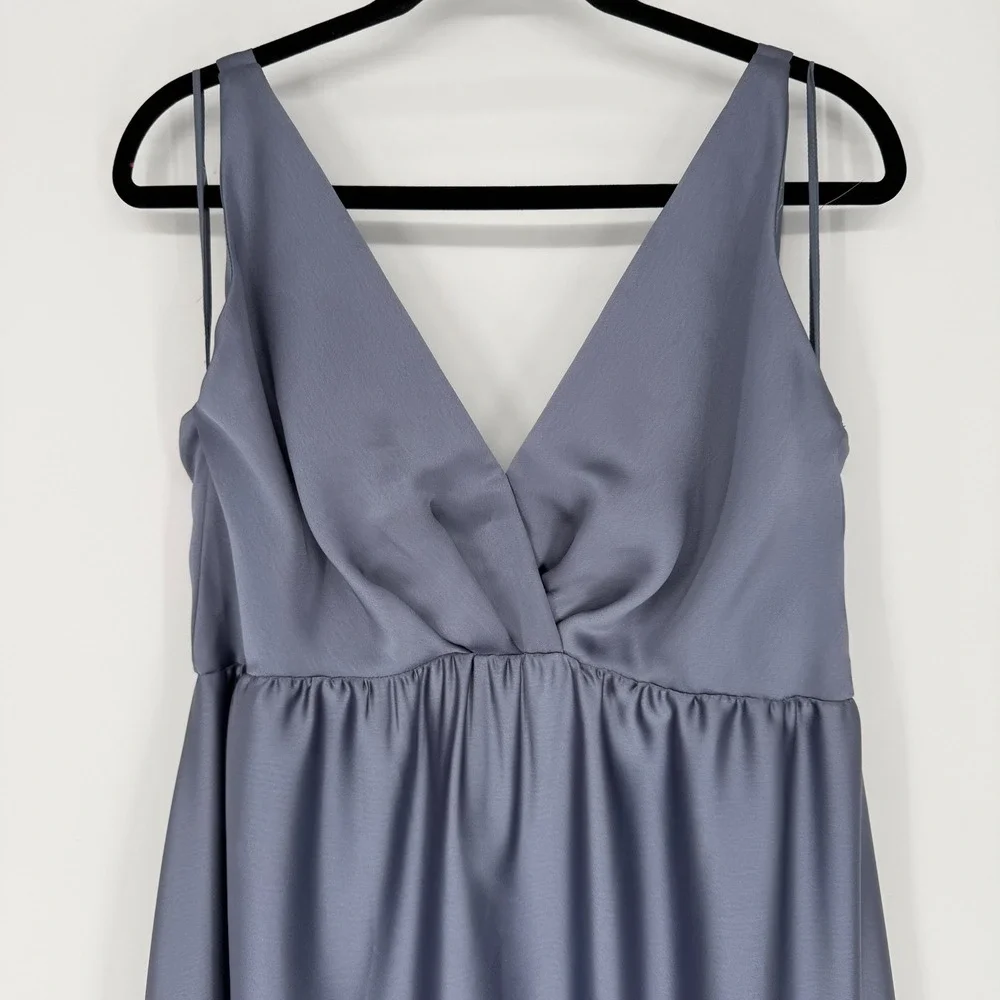 AMSALE‎ SLATE BLUE MAXI BRIDESMAID FORMA DRESS SIZE 14
